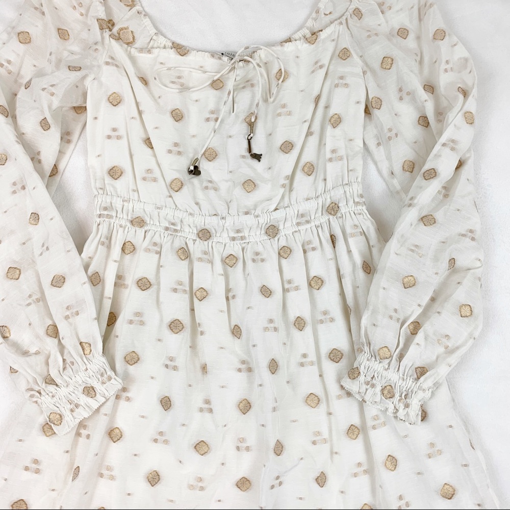 Joie Mianda Long Sleeve embroidered Dress square neck tassel - Picture 4 of 12